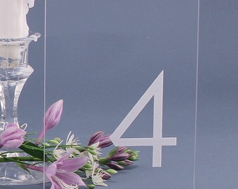 Simple Modern Table Numbers - Clear Engraved Acrylic for Wedding, Receptions or Parties