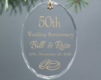 Golden Wedding Rings 50th Wedding Anniversary Keepsake Personalized Christmas Oval Ornament- 25th, 60th or any Anniversary