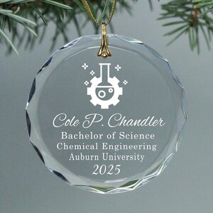 Chemical Engineering Degree - BS or MS graduation keepsake - Circle Christmas ornament