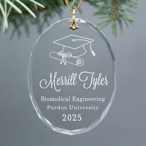Cap and Diploma Graduation Keepsake High School or College Personalized Christmas Oval Ornament