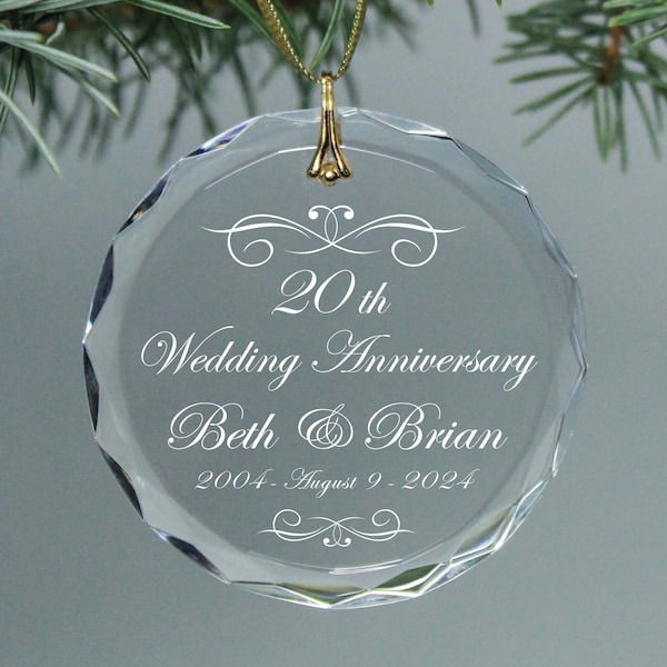 10th, 15th or 25th Elegant Wedding Anniversary Keepsake Available for ANY Celebration - Christmas Ornament Circle