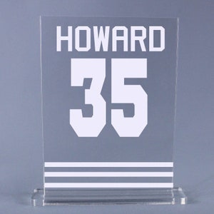 Sports Jersey With Players' Names Athletic Themed Table Numbers - Engraved Acrylic for Wedding ...