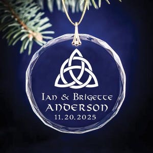 Celtic Trinity Knot Viking Wedding Keepsake Personalized Christmas Ornament - Circle