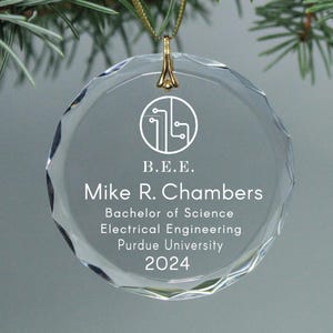 Electrical Engineering Degree - BS or MS Graduation Keepsake - Circle Christmas Ornament