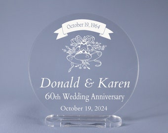 Diamond 60th Wedding Anniversary Cake Topper Keepsake 4" - 7" diameter available