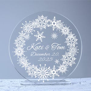 Snowflake Wreath Wedding Cake Topper Keepsake