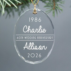 40th Wedding Anniversary Personalized Christmas Ornament Keepsake ANY Anniversary Available