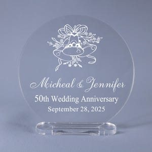 50th Golden Wedding Anniversary Cake Topper Keepsake - 25th, 60th Available for ANY Anniversary year!