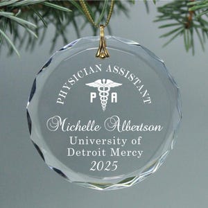 Physician Assistant PA with Medical Caduceus and Graduation Year Keepsake – Personalized Christmas Circle Ornament