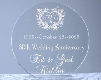 60th Diamond Wedding Anniversary Cake Topper - 25th, 50th, too and Available for ANY Anniversary year!