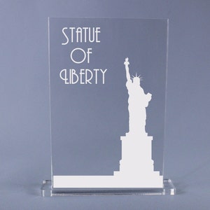 New York City Landmarks Silhouettes Travel Theme Table Number Cards - Engraved Acrylic for Wedding, Receptions and Parties