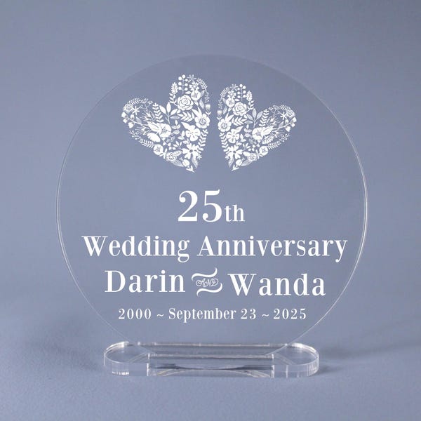 Flower Power Mid Century Modern Anniversary Wedding Anniversary Plaque Cake Topper  25th, 50th or Any Celebration