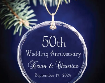 Golden Wedding Anniversary 50th Christmas Ornament Personalized Keepsake Circle