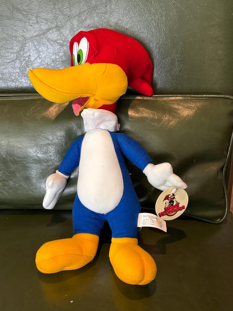 Vintage Woody Woodpecker Plush Stuffed Doll Walter Lantz Toy Network 14” With tag. C8 image 1