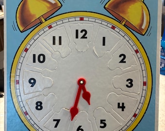 Vintage 1985 Golden Step Ahead Telling Time Clock Puzzle. Cardboard c3