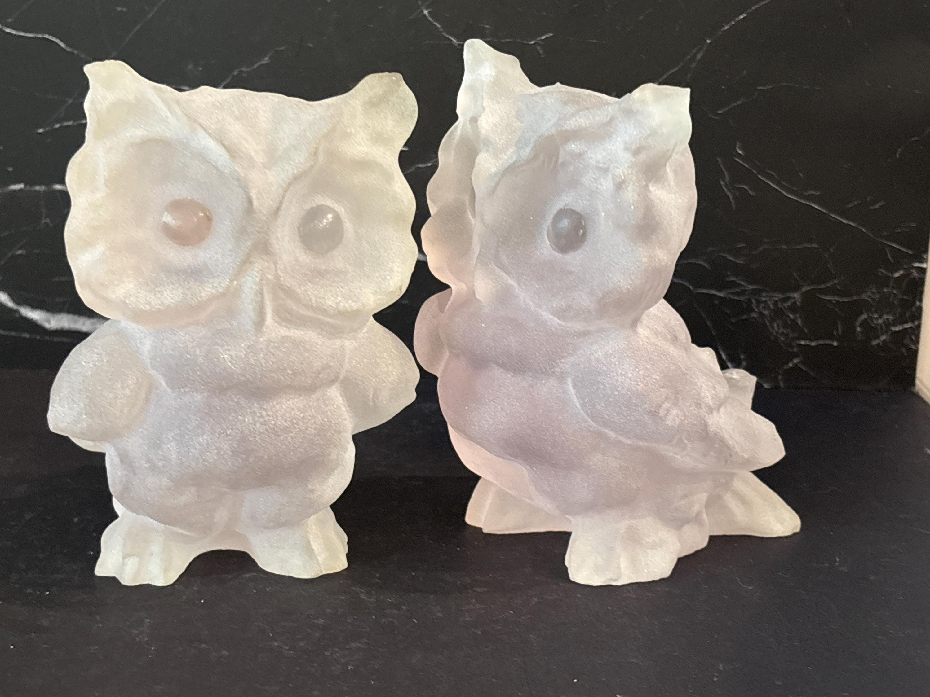 Pair of crystal owls. 5.5&rdquo; tall. C10