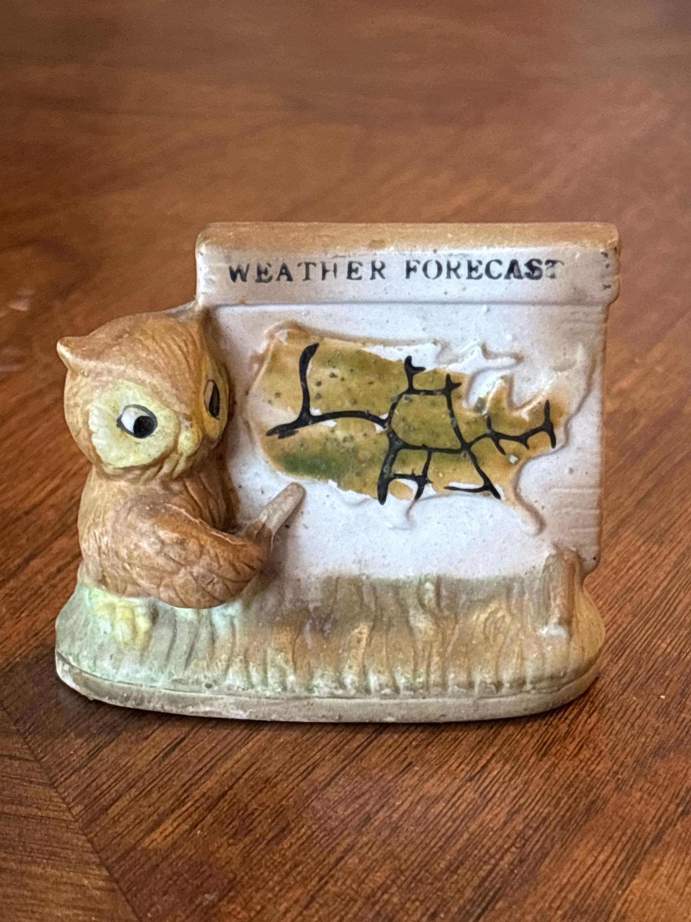 Vintage Enesco Porcelain Weather Forecast Owl Figurine - 1970s Decor  C10