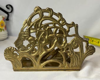 Solid Brass Letter Bill or Napkin Holder Vintage brass decor GB22