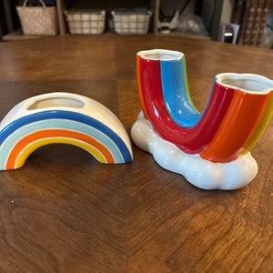 Ceramic rainbow planters. Set of two (2).gb11