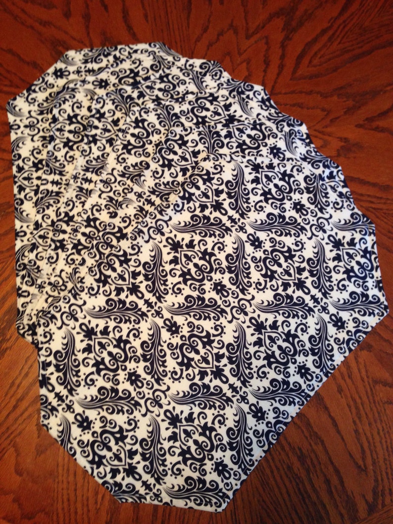 Navy Blue and White Placemat Set 6 Etsy