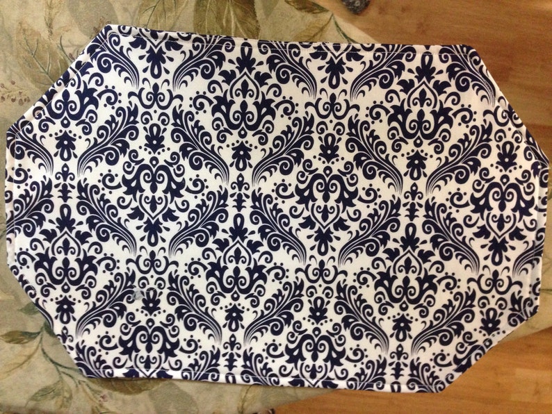 Navy Blue and White Placemat Set 6 Etsy