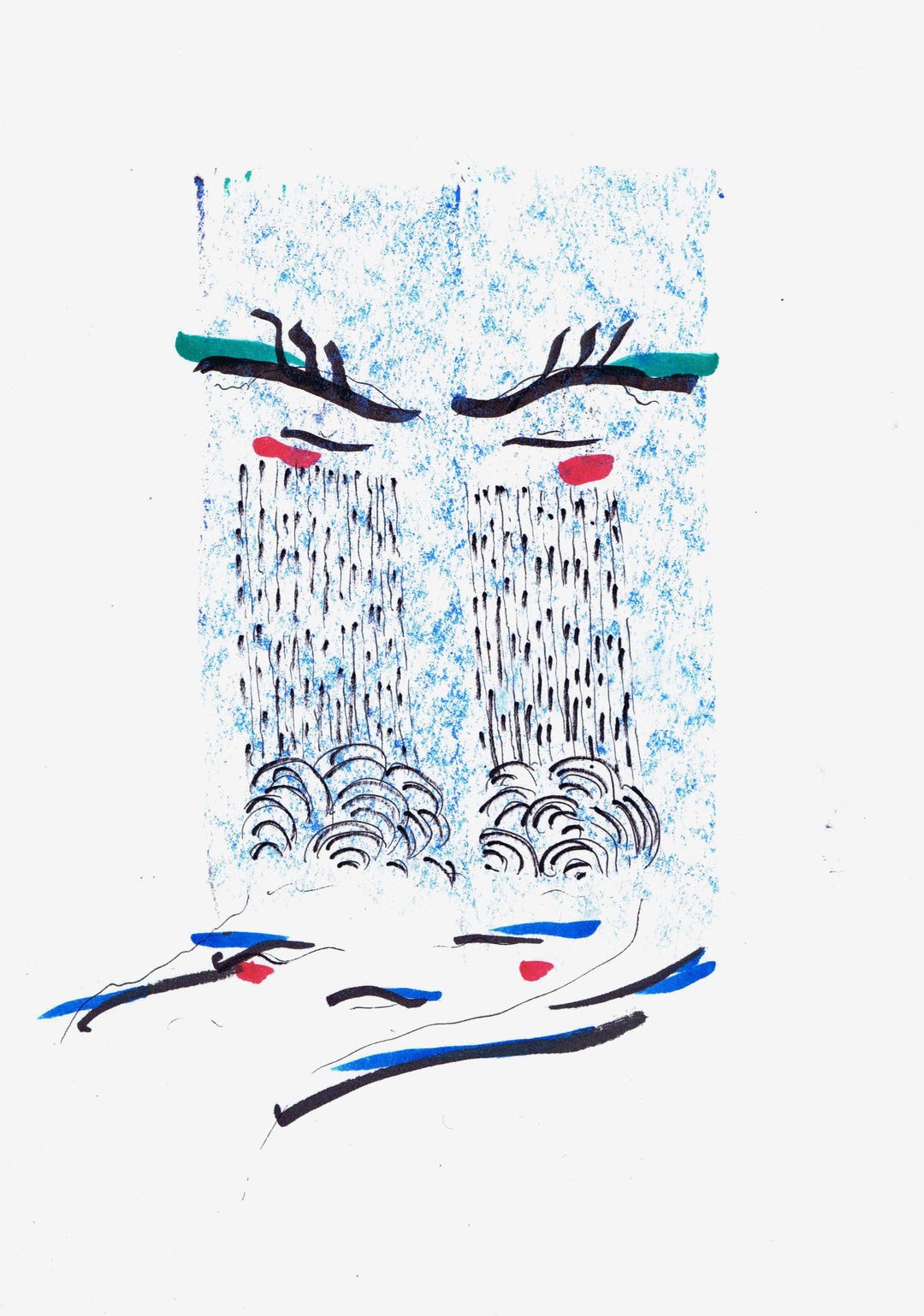 Sorrow III -01 - Abstract Crying Face Art Print, Emotional ...