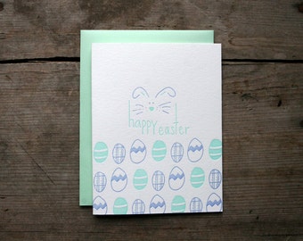 Happy Easter, Bunny Letterpress Single Card