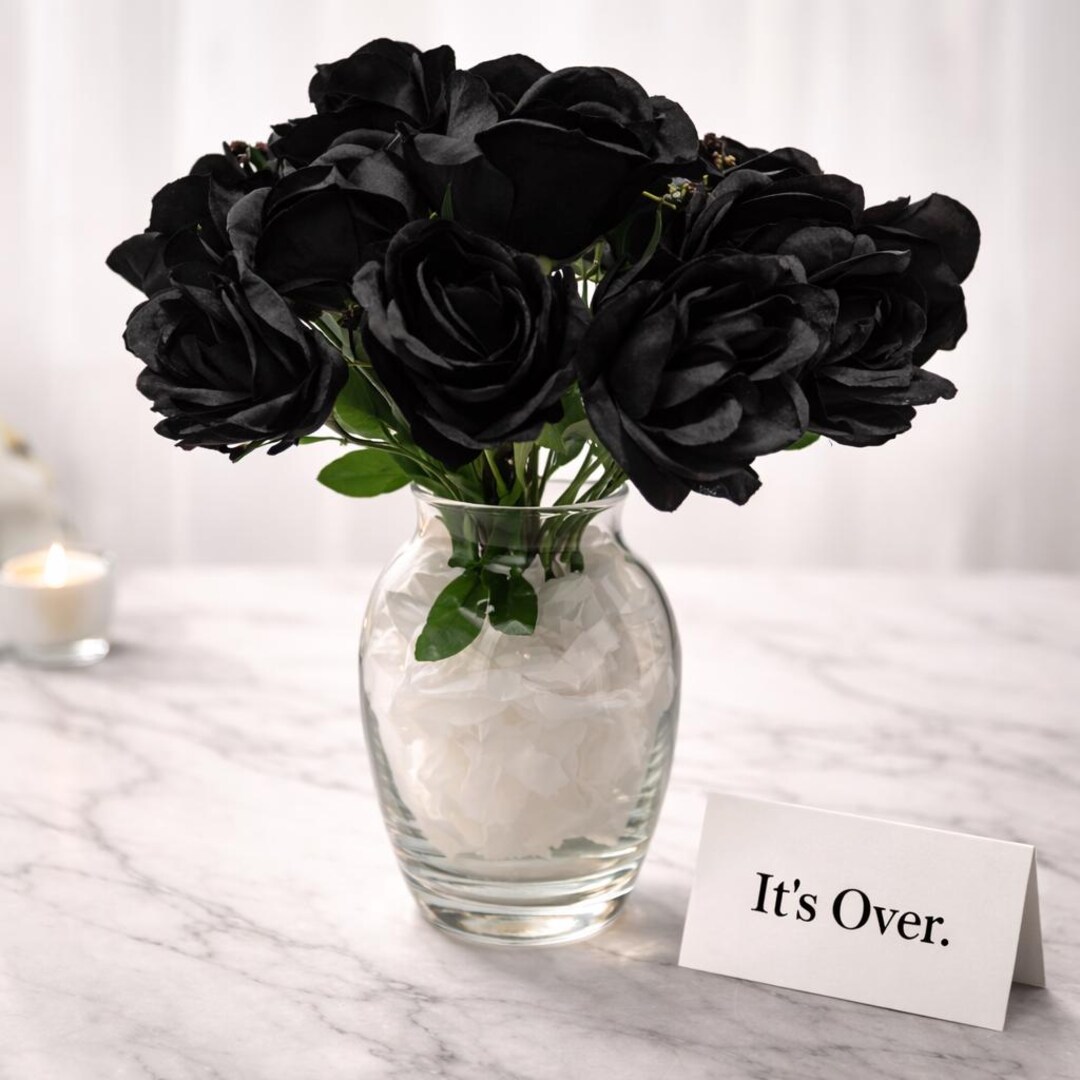 It's Over Roses - Black Rose Breakup Bouquet - Nonperishable Roses With ...