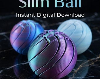 Slim Ball 3D Printed Fidget Toy - Sensory Stress Relief - STL.3MF Digital Download