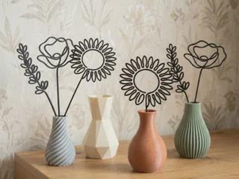 3D Printed Wire Flower Bouquet STL – Minimalist Home Decor (Digital Download) image 4