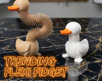 Flexi Slinky Duck STL, 3D Printed Fidget Toy, Print in Place STL File, Digital Download for 3D
