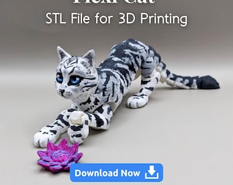 Articulated Flexi Cat STL – Highly Detailed 3D Printable Model (Digital Download)