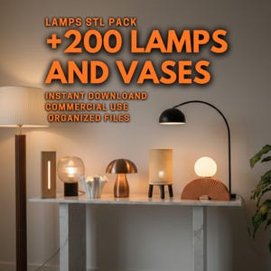 Zestaw ponad 200 lamp i wazonów do doniczek | Pliki STL + pliki lite | Kolekcja szczegółowych modeli 3D