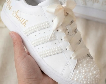 Zapatillas de boda para la novia, zapatillas nupciales, zapatos de boda con perlas, zapatillas nupciales personalizadas, zapatillas con lazo