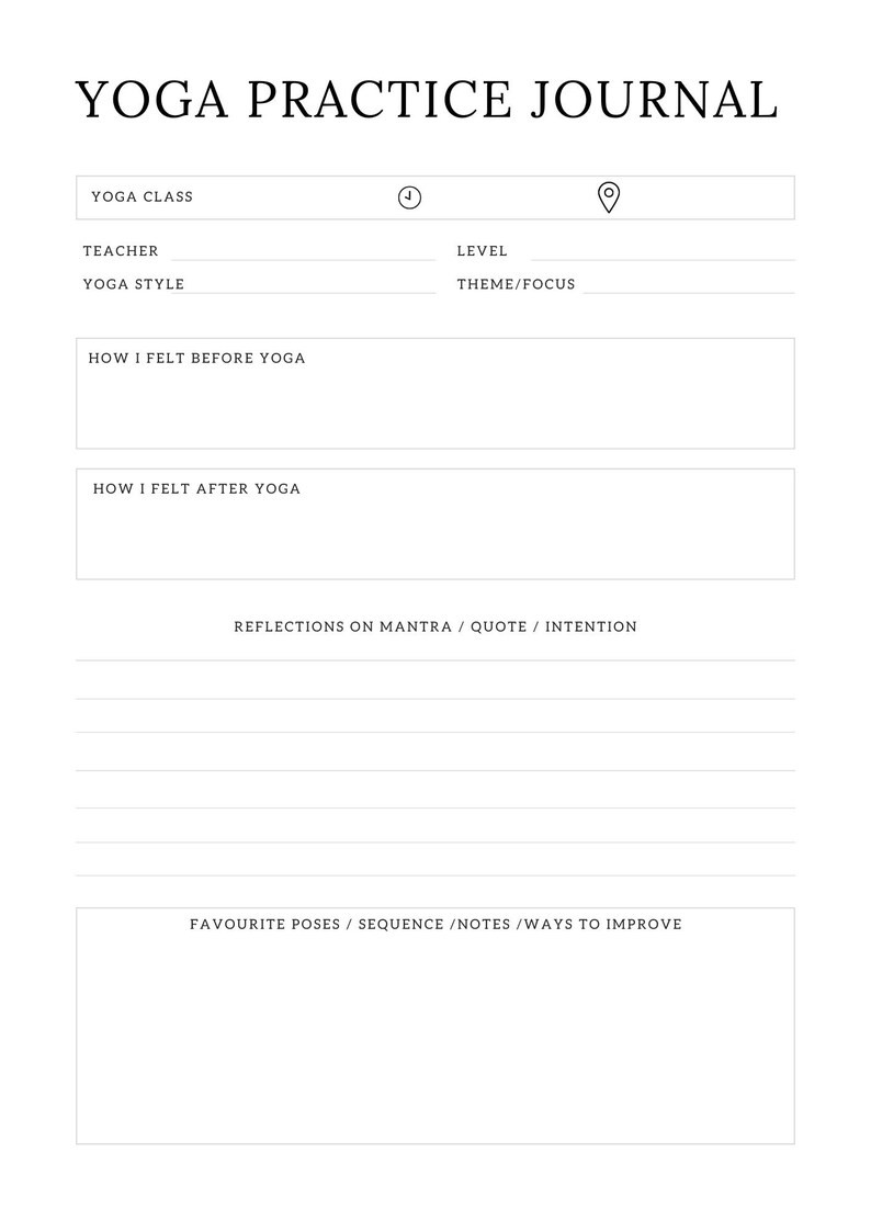 Yoga Journal Printable Digital Download Fitness Wellness Planner ...