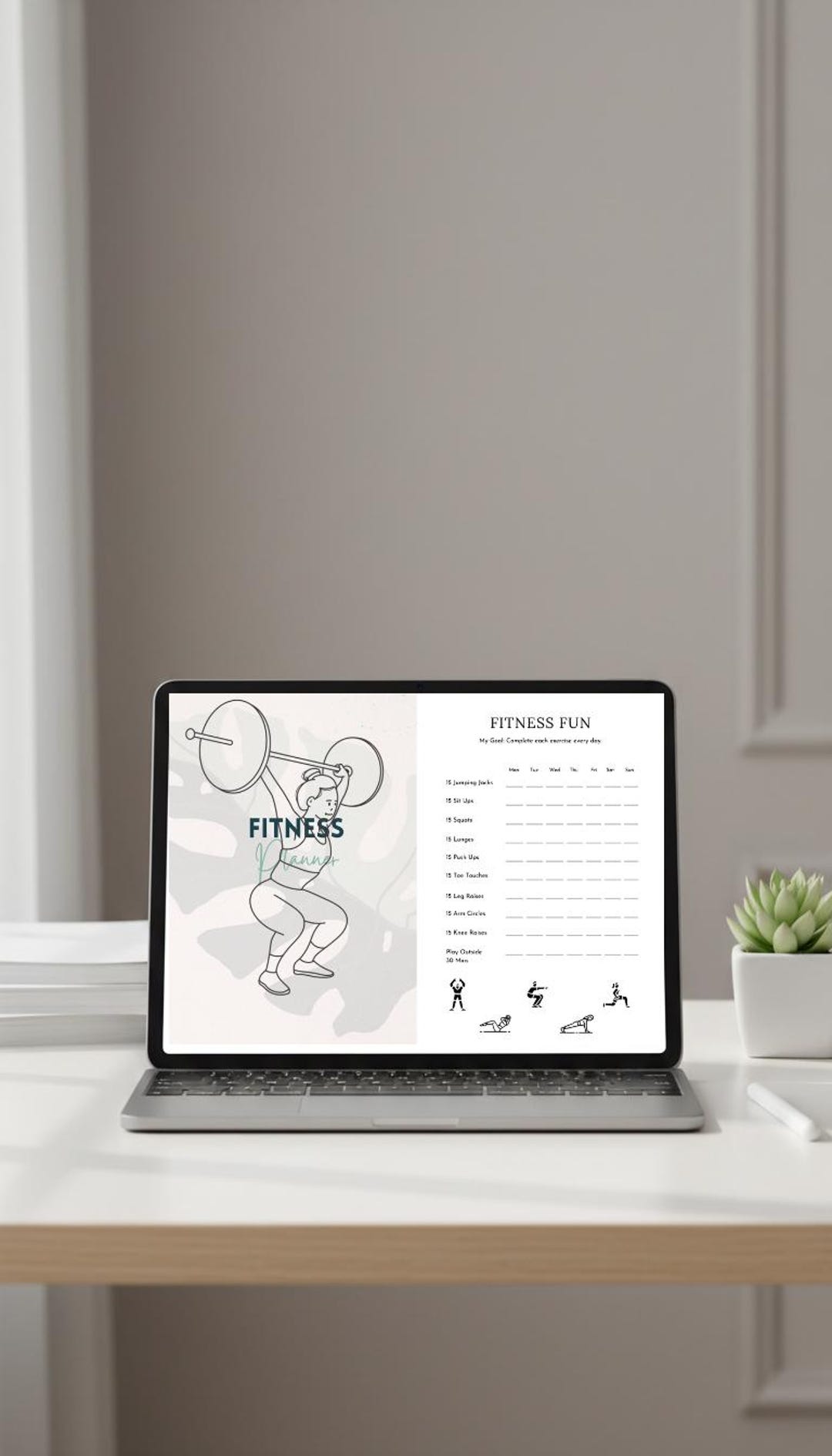 Fitness Planner Printable Digital Download Workout Tracker Exercise Log ...