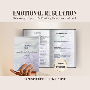 Emotional regulation workbook, releasing judgement tracking emotions journal, self compassion & letting go diary, planner for over thinkers