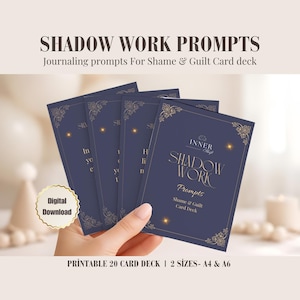 Shadow work shame & guilt cards, printable self assessment journalling prompts card deck, letting go, trauma release pdf card collection