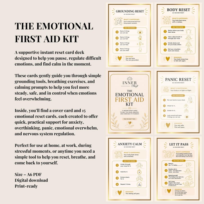 Emotional First Aid Kit Instant Relief Exercise Card Deck, Simple 60 ...