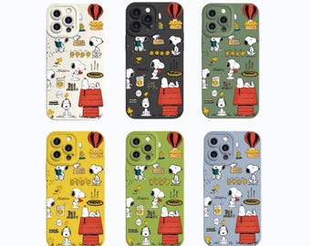 Snoopy Peanuts iPhone Case | Cute Kawaii Minimalist Phone Cover (Multiple Colors & Designs)