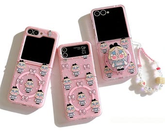 Alice in Wonderland Kawaii Samsung Z Flip Case | Cute Cartoon Stand Bracelet Cover Magnetic casing