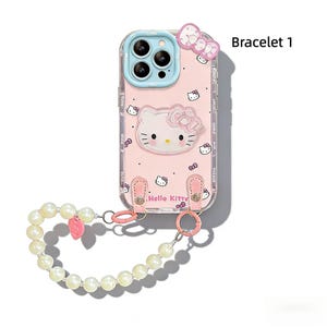 Cute Hello Kitty iPhone Case | Colorful Beaded Bracelet Shockproof Cover for Daily Carry Sweet Girl Style Bracelet 1