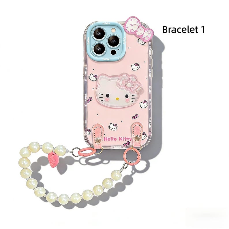 Cute Hello Kitty iPhone Case | Colorful Beaded Bracelet Shockproof Cover for Daily Carry Sweet Girl Style Bracelet 1