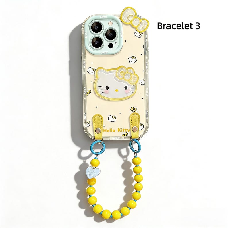 Cute Hello Kitty iPhone Case | Colorful Beaded Bracelet Shockproof Cover for Daily Carry Sweet Girl Style Bracelet 3