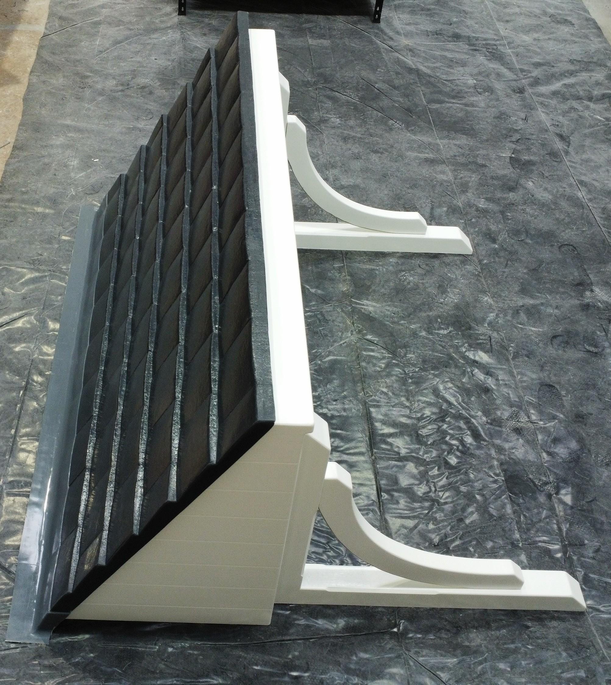 White Fibreglass Over Door Canopy / GRP Storm Porch With Wood Grain ...