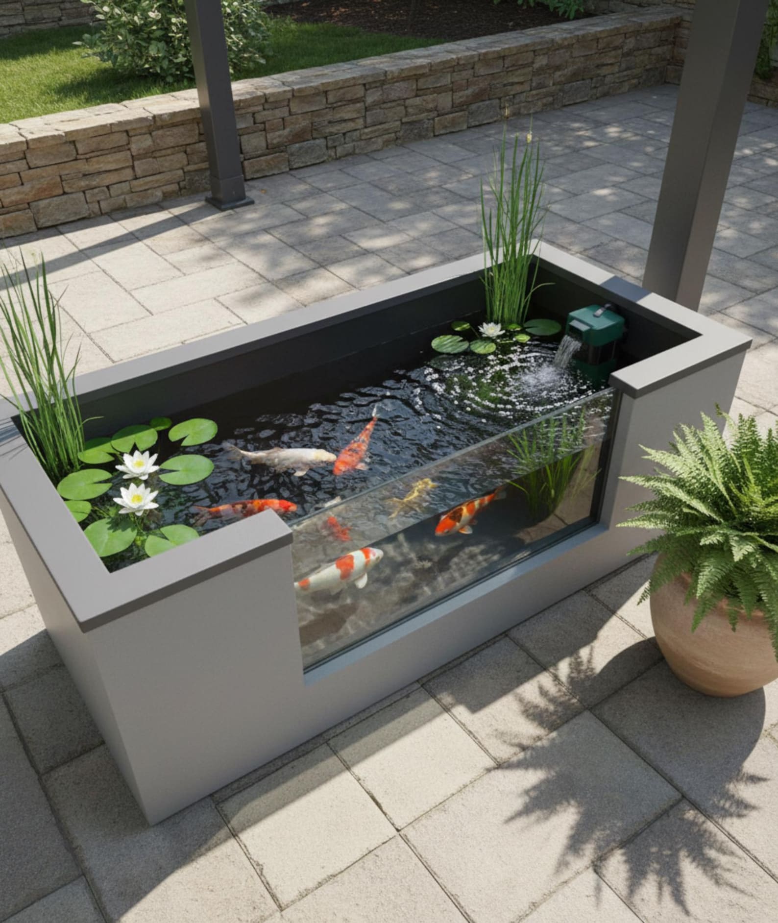 Grp Render or Panel Effect Fish Pool / Fibreglass Raised Garden Pond ...