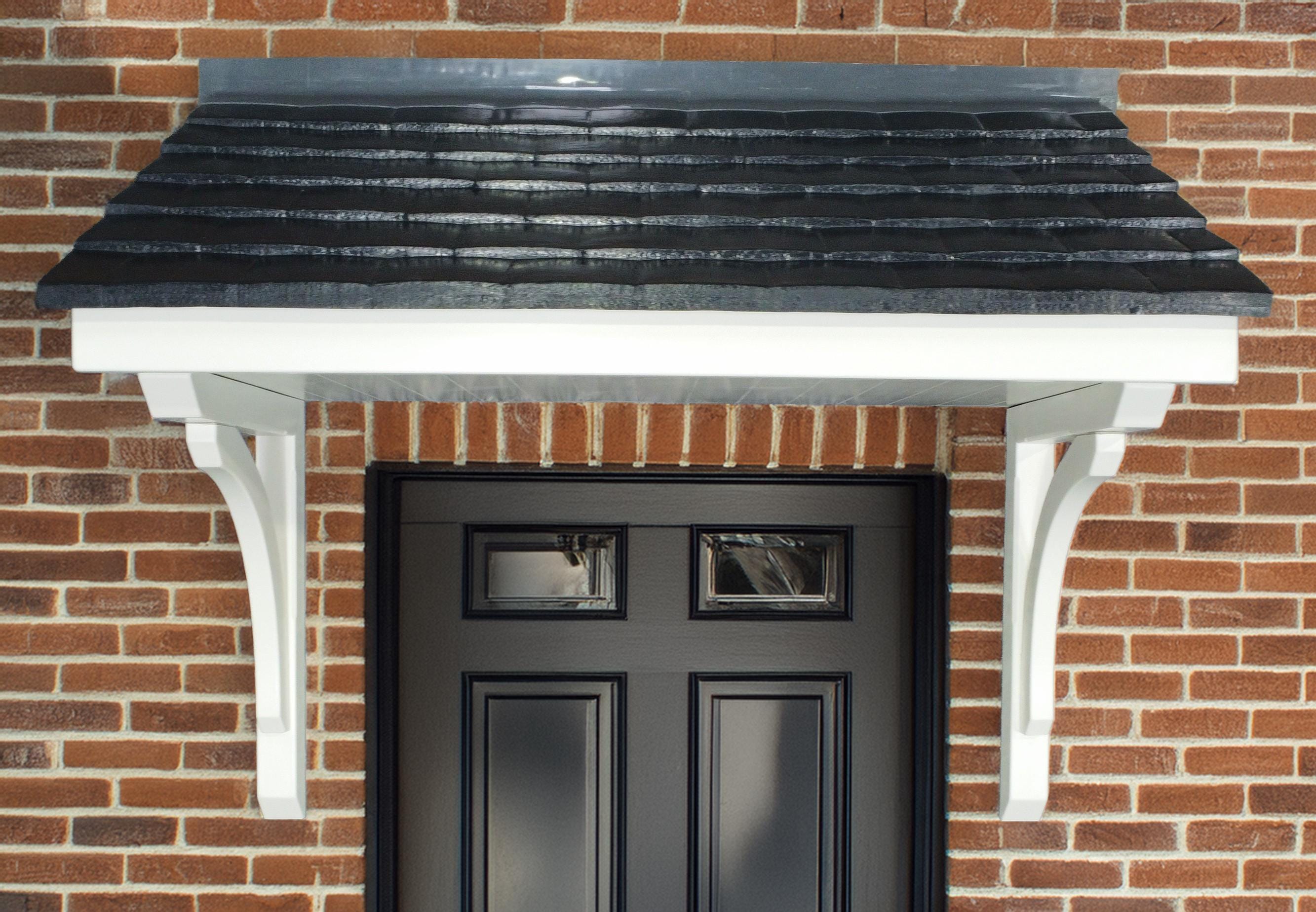 White Fibreglass Over Door Canopy / GRP Storm Porch With Wood Grain ...