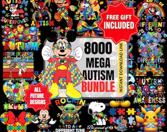 8000+ Autism Awareness PNG Bundle: T-Shirt Designs, Quotes, Cartoon Autism PNG Bundle, Autism Mom, Teacher Autism Shirt, (Digital Download)