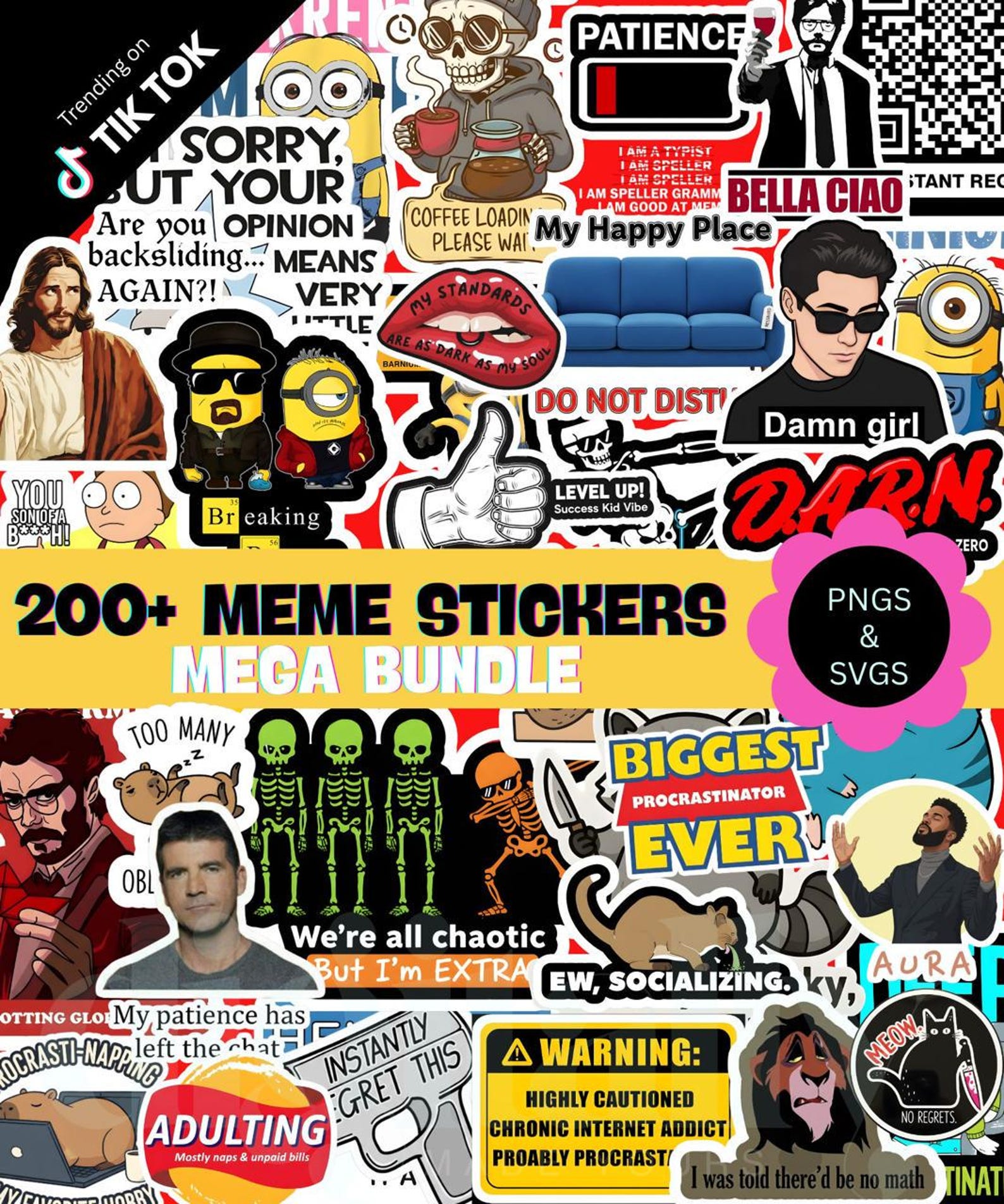 Sticker Joke Collection 200+ Funny Sarcastic Stickers for Adults PNG Bundle - Prank Meme (dirty ...