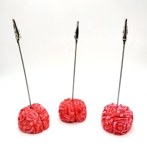 Brain, card holder, creepy decor, creepy desk accessories, horror decor, place card holder, gothic wedding, gothic decor, human brain decor